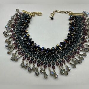 Authentic Signed Vintage Swarovski Multicolor Beaded Statement Necklace